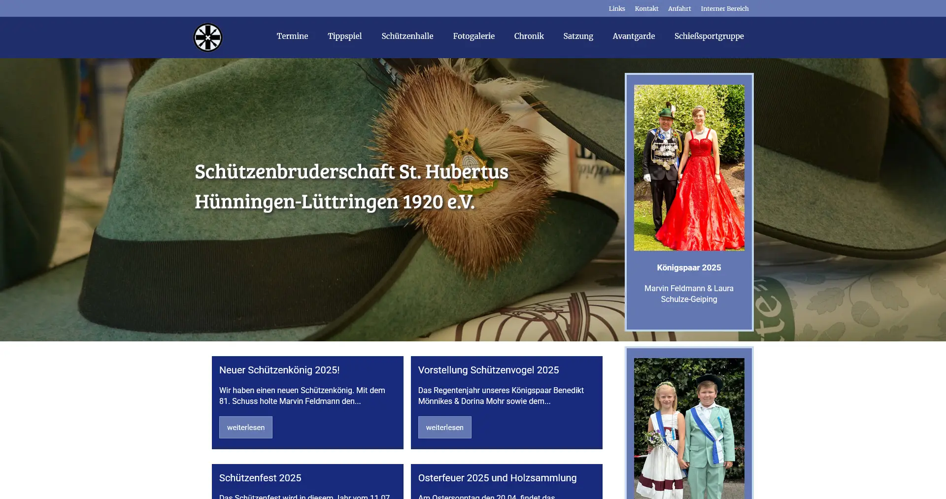 Logo der Schützenbruderschaft St. Hubertus Hünningen-Lüttringen 1920 e.V. auf einem grünen Hut mit Feder.